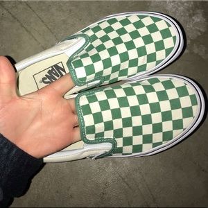 Green checkboard vans